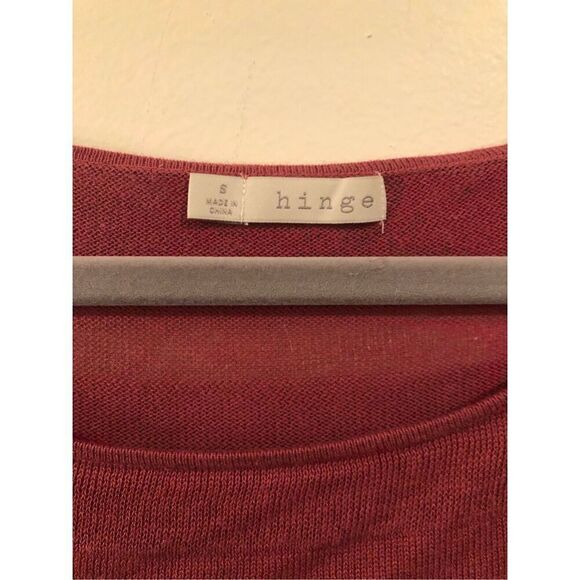 Hinge Dusty Rose Pink Woven Scoop Neck Elastic Wide Waist Puff Sleeve Shirt - Picture 11 of 13